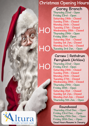 Altura Christmas Opening Hours
